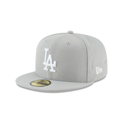Grey Los Angeles Dodgers Hat - New Era MLB Basic 59FIFTY Fitted Caps USA6489205